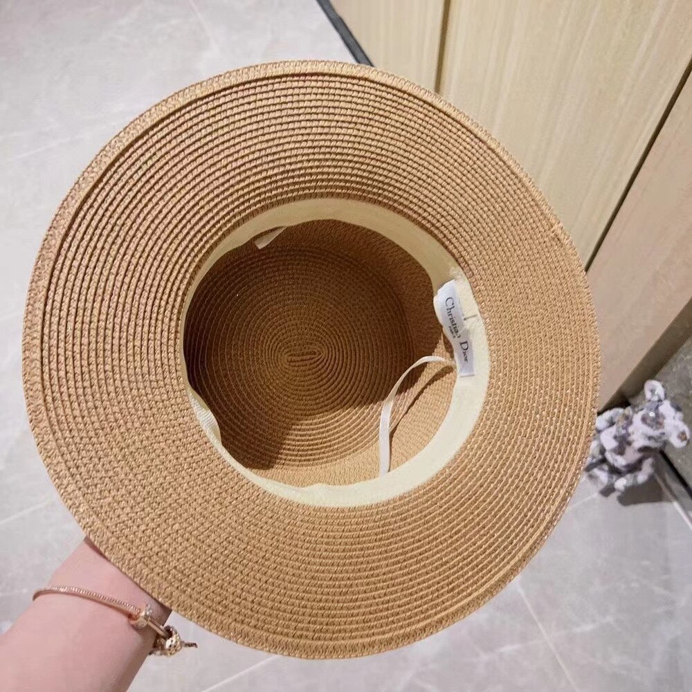 Dior Heart Logo Beige Straw Sun Hat - Picture 8 of 8